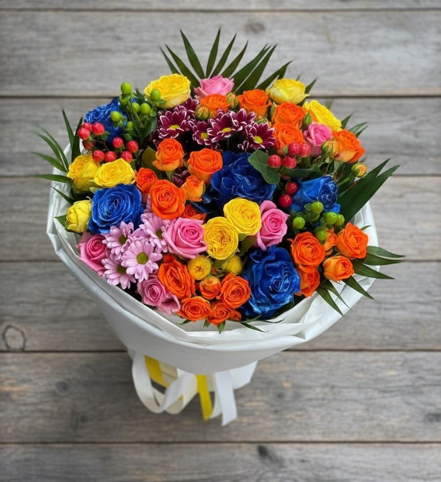 Букет цветов из: Розы и Хризантемы в Аромашево