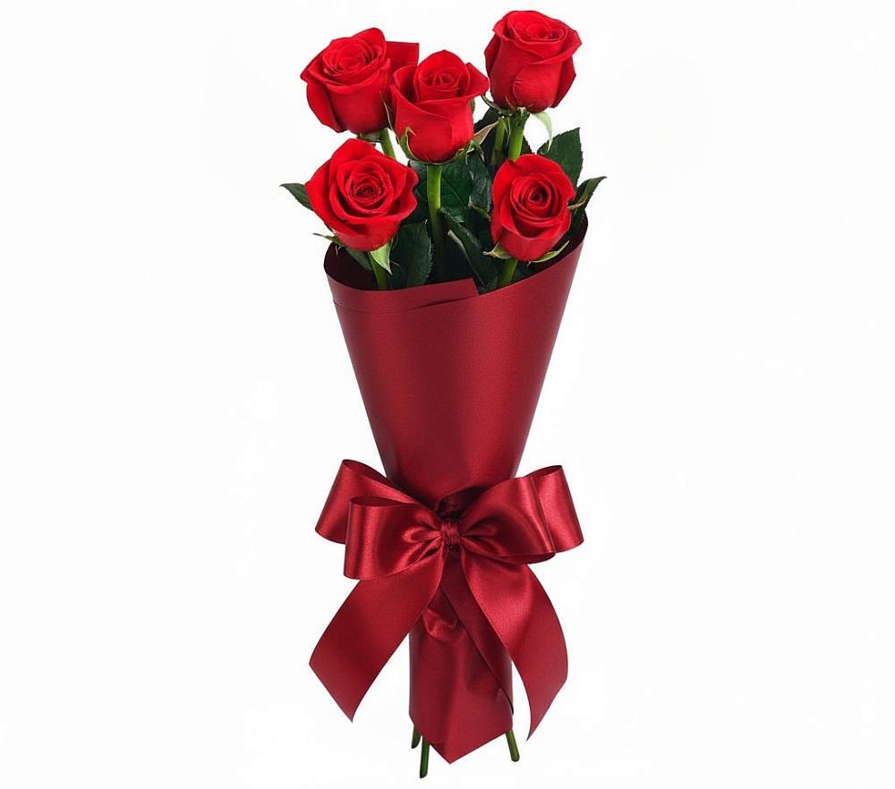 Букет 5 Красных роз Эдлесс Лав в Аромашево
