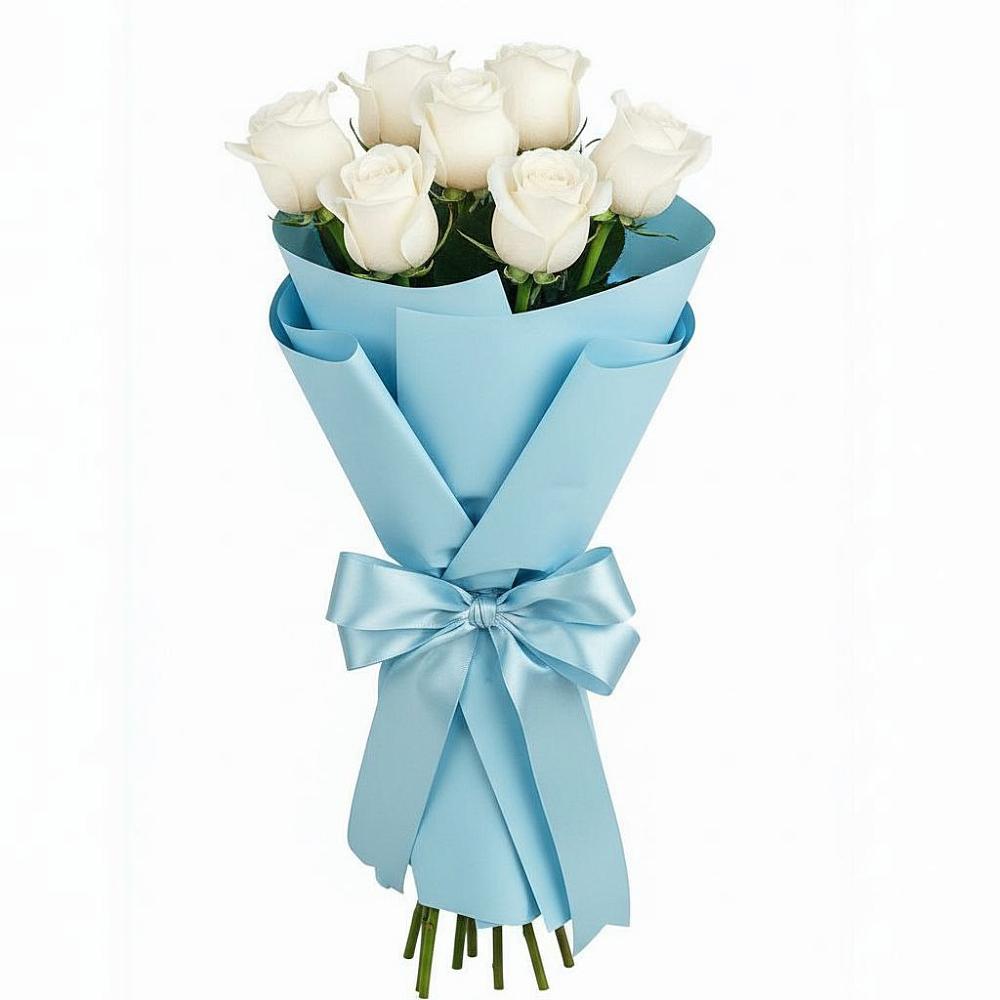 Букет 7 белых роз Проуд в Аромашево