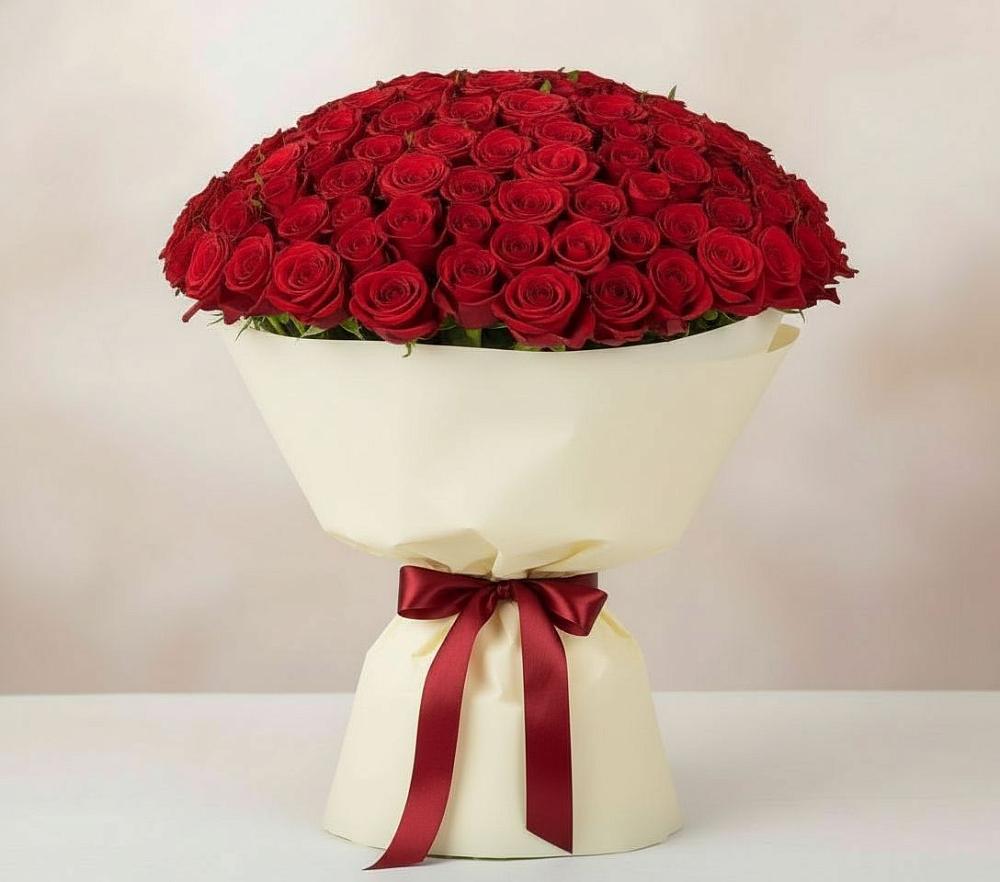 Букет 101 Красная роза Милано в Аромашево