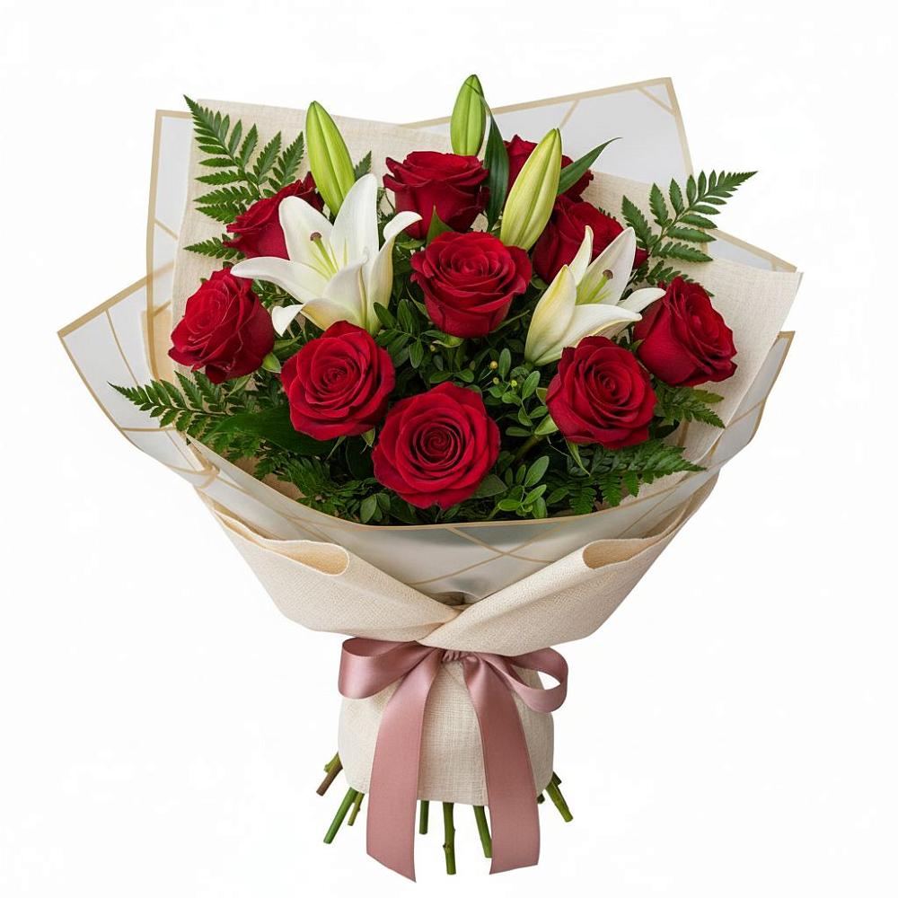 Букет цветов из: Лилии и Розы в Аромашево