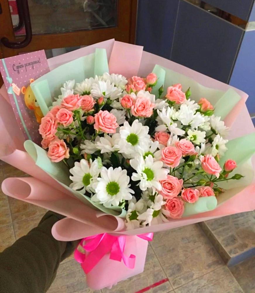 Букет цветов из: Розы и Хризантемы в Аромашево