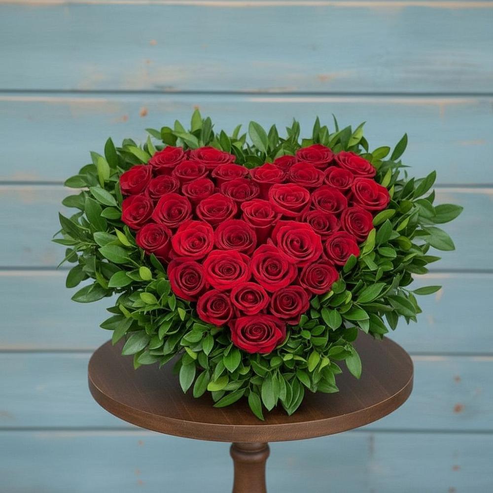 Цветочная композиция из Розы в виде сердца в Аромашево