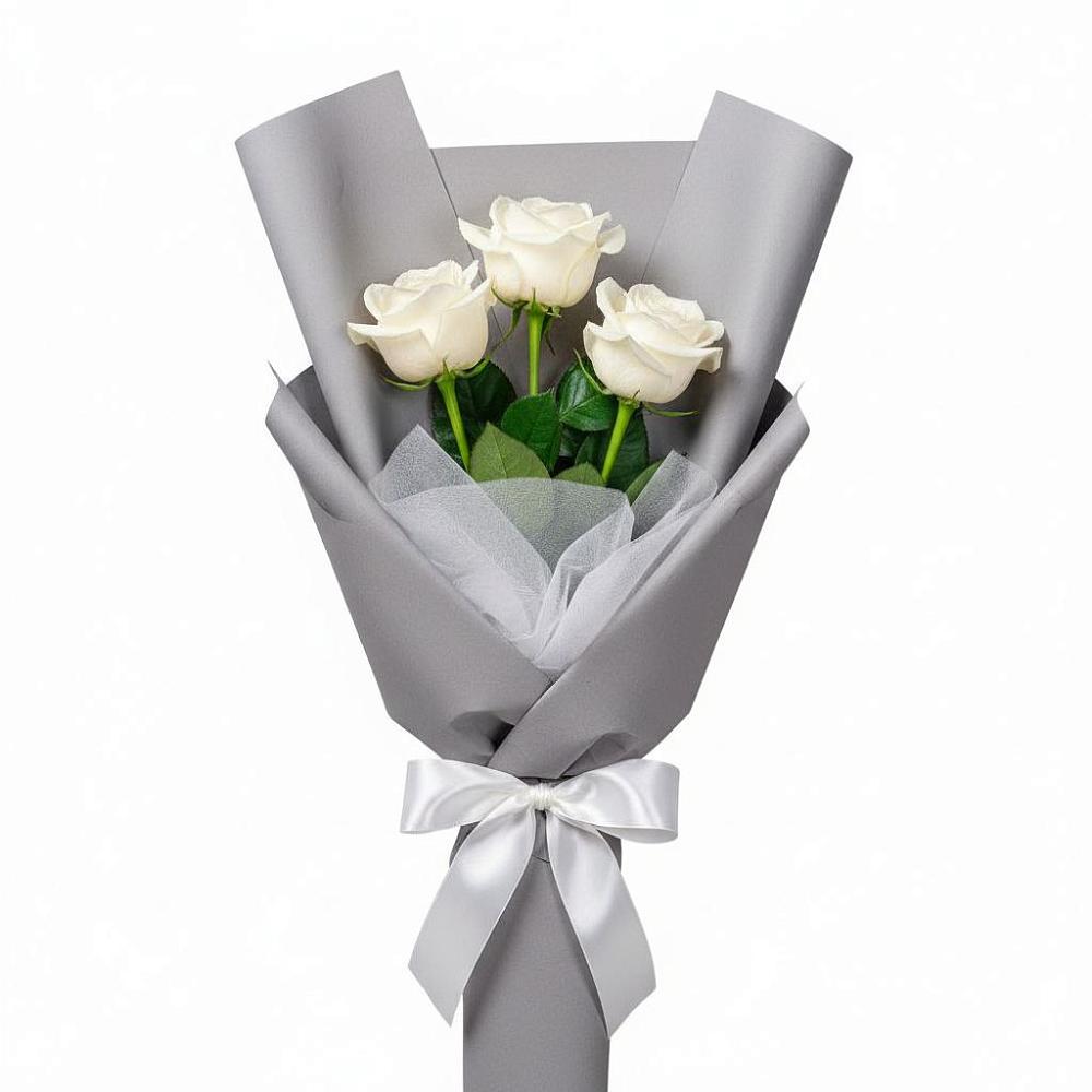 Букет 3 белые розы в Аромашево