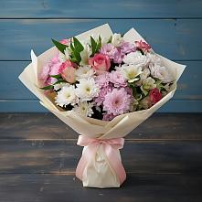 Букет цветов из:  Хризантемы, Альстромерии и Розы в Аромашево