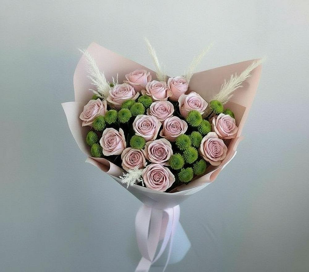 Букет цветов из: Розы и Хризантемы в Аромашево