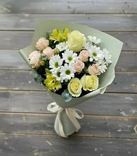 Букет цветов из:  Альстромерии, Розы и Хризантемы в Аромашево