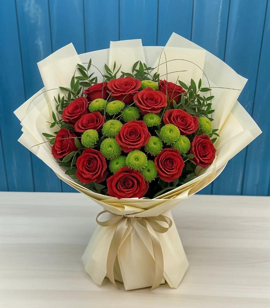 Букет цветов из: Розы и Хризантемы в Аромашево