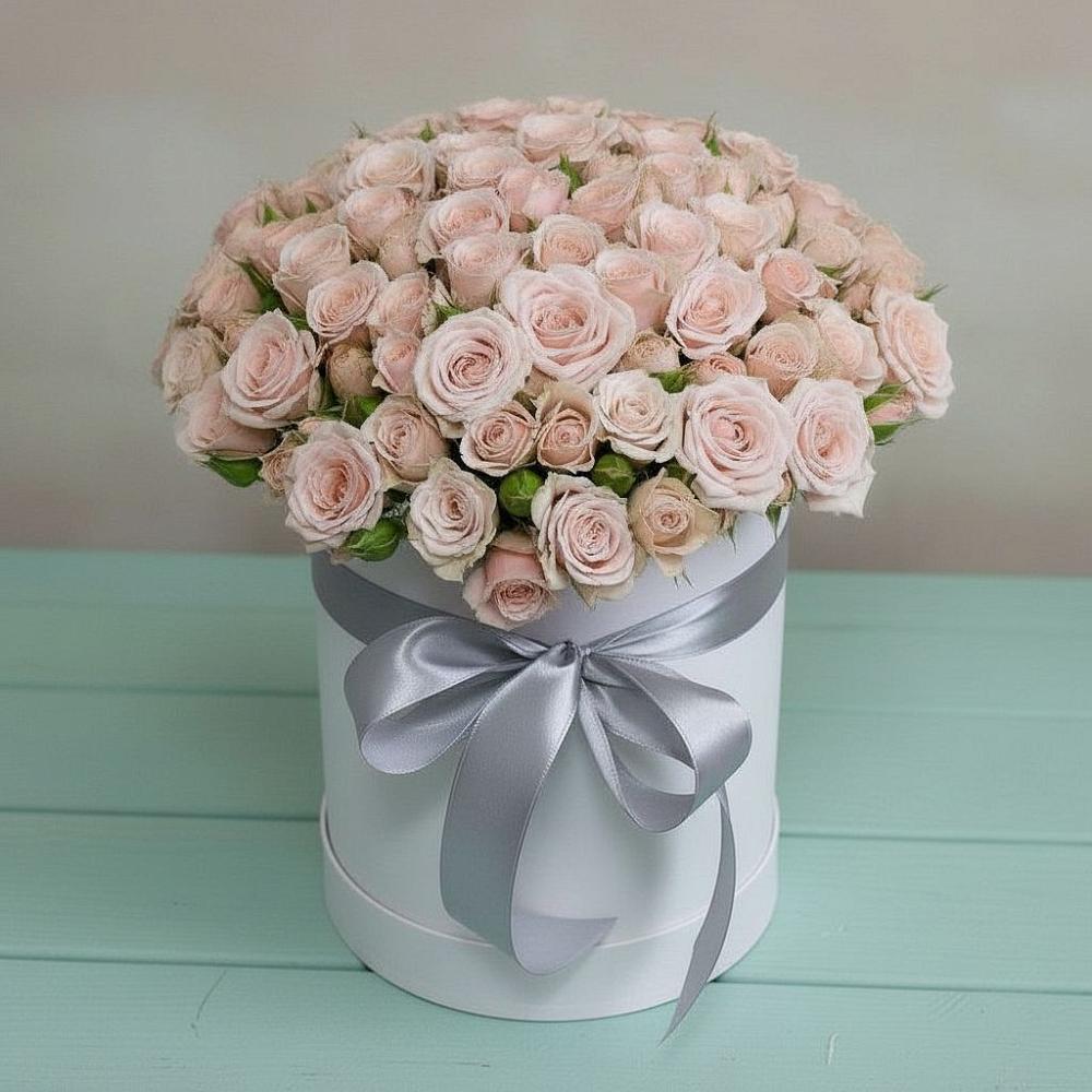 Цветочная композиция из Розы в шляпной коробке в Аромашево